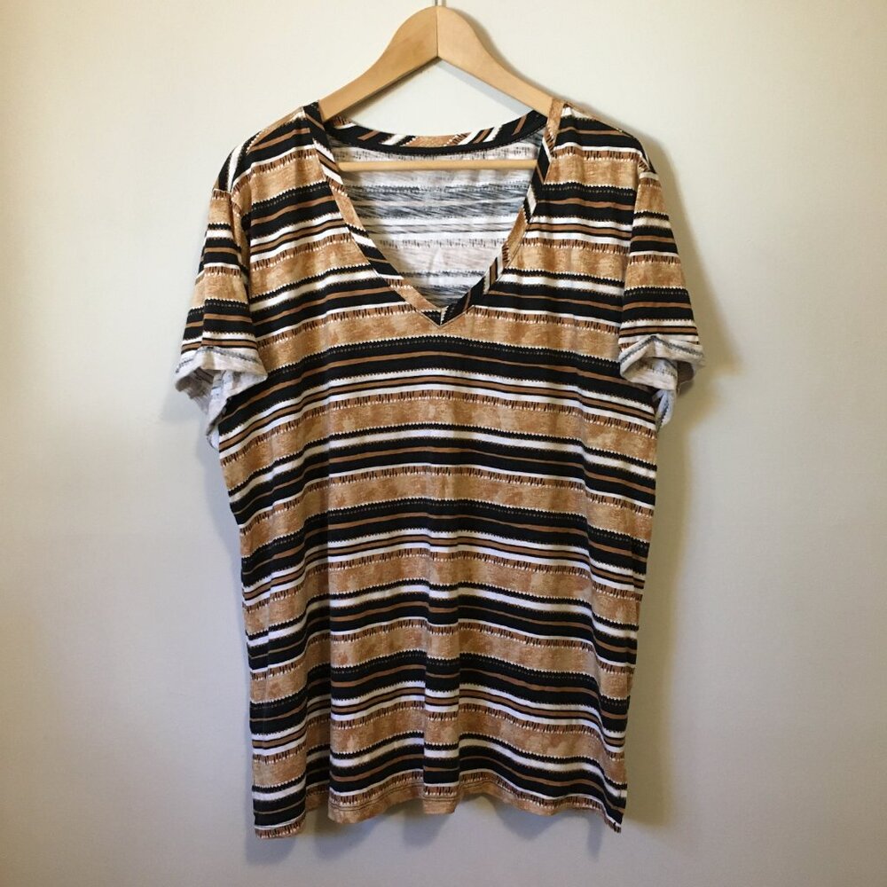 Love & Legend Horizontal Striped Boyfriend Fit Tee 2X Plus Size